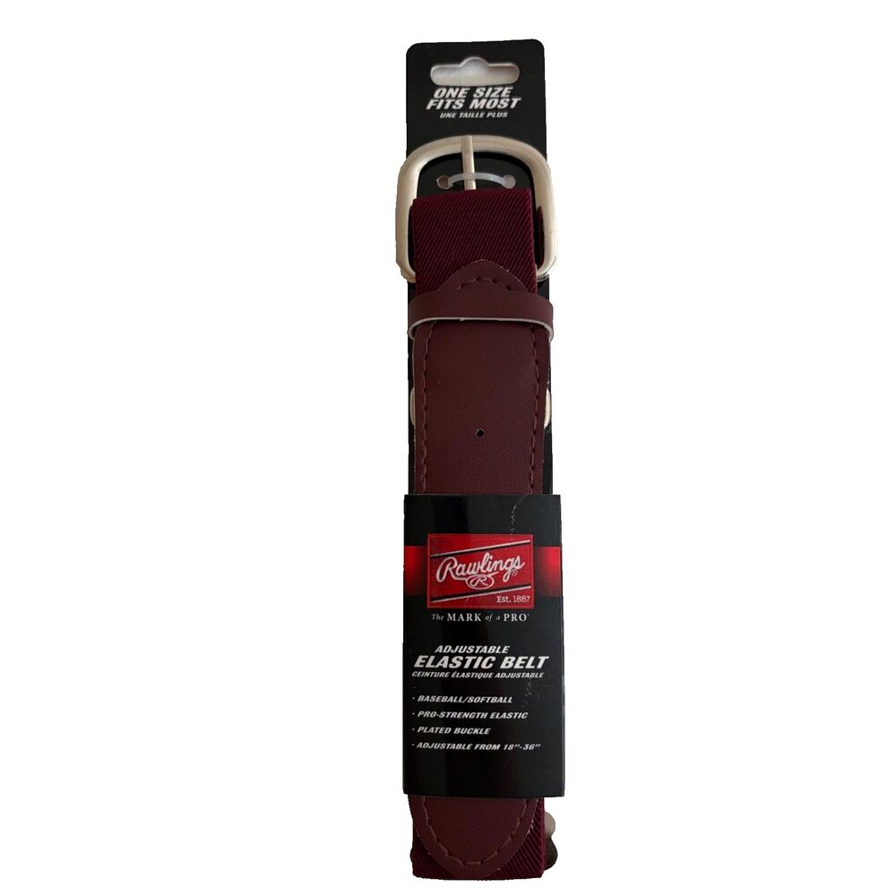 Rawlings Baseball Belt Maroon Adjustable Elastic 18"-36" Softball NIB